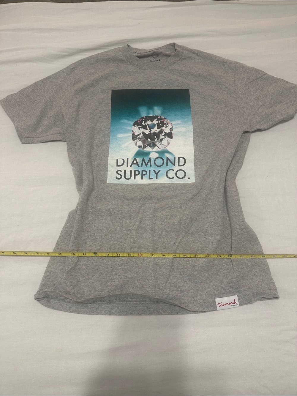 Diamond Supply Co. Gray Short Sleeve Tee with Teal Gradient Diamond Graphic